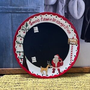 Santa's Cookie Message Plate - Red and White